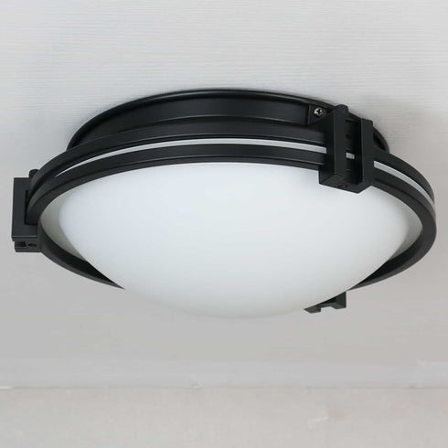 Black Flush Mount Light Milk Glass Ceiling Light Fixture